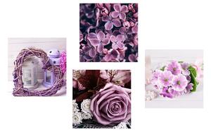 Set obrazov levanduľové zátišie s kvetinami