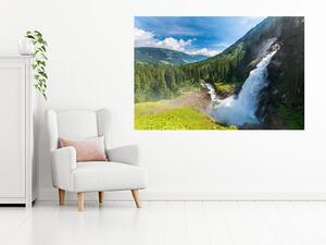 Nalepte.cz Vodopád v horách textilní prelepiteľná nálepka na stenu 45 x 30 cm