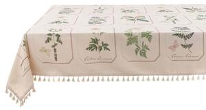 Textilný obrus v krásnej krémovej farbe s dekorom rastliniek v schaby chic romantickom štýle 150 x 190 cm Blanc Maricló 42590