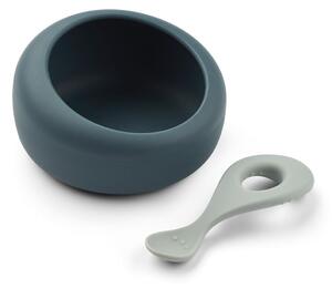 Silikónová miska + lyžička pre deti Sparia Whale Blue