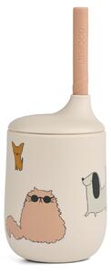 Silikónový hrnček so slamkou Ellis Cats and Dogs 230 ml
