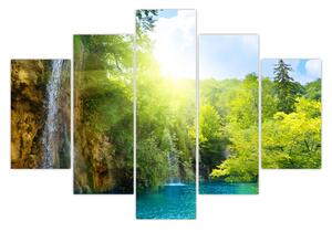 Obraz - vodopády v pralese (150x105 cm)