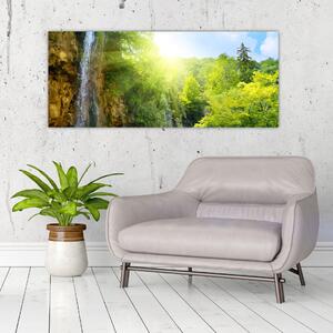 Obraz - vodopády v pralese (120x50 cm)