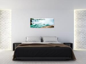 Obraz vodopádov s loďou (120x50 cm)
