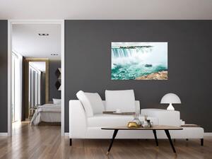 Obraz vodopádov s loďou (90x60 cm)
