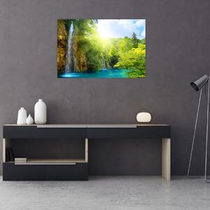 Obraz - vodopády v pralese (90x60 cm)