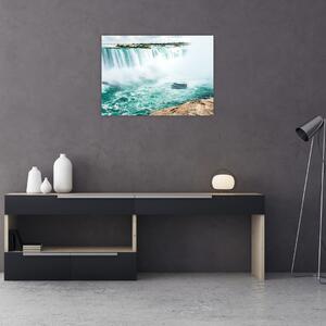 Obraz vodopádov s loďou (70x50 cm)