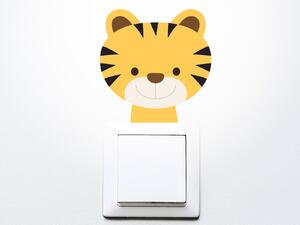 Nalepte.cz Tiger na vypínač textilní prelepiteľná nálepka na stenu 11 x 11 cm
