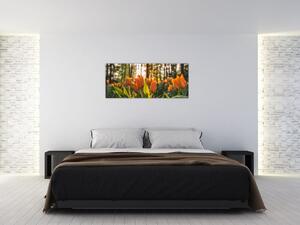 Obraz - oranžové tulipány (120x50 cm)