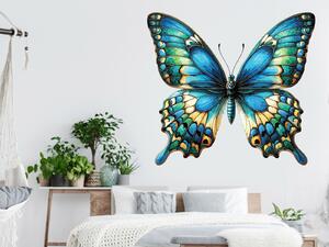 Nalepte.cz Motýlik textilní prelepiteľná nálepka na stenu arch 20 x 18 cm