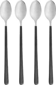 Dlhá lyžička Ox Black/Silver – sada 4 ks