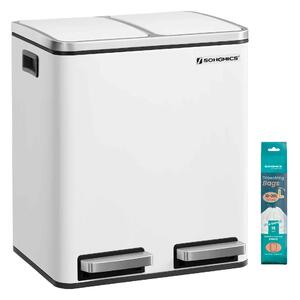 SONGMICS Odpadkový kôš na triedený odpad Kôš 30 l biely