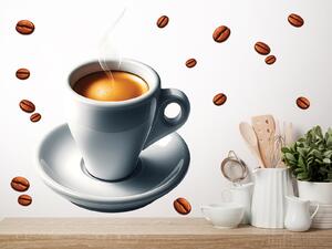 Nalepte.cz Hrnček kávy espresso textilní prelepiteľná nálepka na stenu list 77 x 100 cm