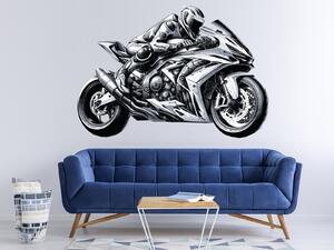 Nalepte.cz Jazdec na motorke textilní prelepiteľná nálepka na stenu arch 25 x 17 cm