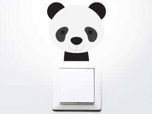 Nalepte.cz Medvedík panda na vypínač textilní prelepiteľná nálepka na stenu 11 x 11 cm