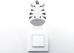 Nalepte.cz Farebná zebra na vypínač textilní prelepiteľná nálepka na stenu 8 x 14 cm