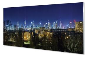 Sklenený obraz Nočná panoráma Varšavy 100x50 cm 2 Prívesky