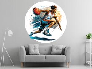 Nalepte.cz Basketbalista 05 textilní prelepiteľná nálepka na stenu arch 45 x 45 cm
