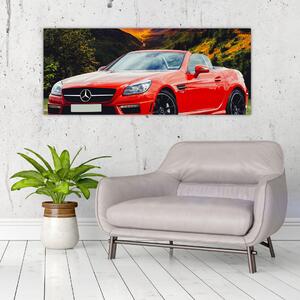 Obraz - červený Mercedes (120x50 cm)