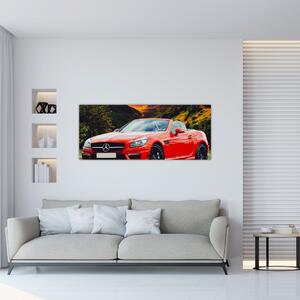 Obraz - červený Mercedes (120x50 cm)