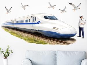 Nalepte.cz Vlak Shinkansen textilní prelepiteľná nálepka na stenu arch 75 x 32 cm