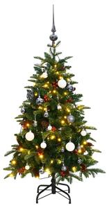 Umelý výklopný vianočný stromček 150 LED a sada gúľ 150 cm