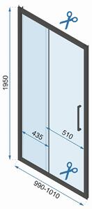 Rea Rapid Slide, 3-stenová sprchová kabína 100 (dvere)x 90(stena) x 90(stena) x 195 cm, 6mm číre sklo, chrómový profil, KPL-09101