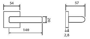 Dverové kovanie TWIN CARLA SQUARE HR H 1617FL (E) - plochá rozeta, kľučka/kľučka, hranatá rozeta, Hranatá rozeta s otvorom pre obyčajný kľúč BB, Twin E (nerez matná)