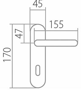 Dverové kovanie TWIN UFO H 1801KU (E), kľučka-kľučka, Otvor pre obyčajný kľúč BB, 72 mm