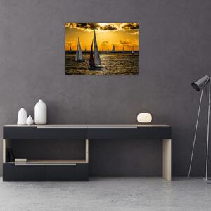 Obraz jachty v západe slnka (70x50 cm)