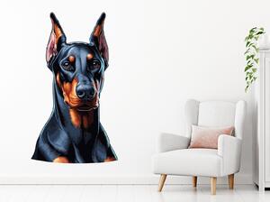 Nalepte.cz Doberman textilní prelepiteľná nálepka na stenu arch 11 x 20 cm