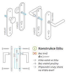 Dverové kovanie ACT Dora OV ECO (NEREZ), kľučka-kľučka, WC kľúč, AC-T Nerez, 90 mm