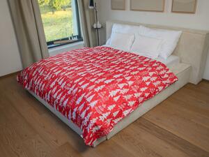 Červený prehoz na posteľ CHRISTMAS TREES Rozmer: 220 x 240 cm