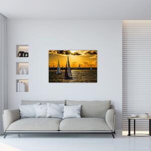Obraz jachty v západe slnka (90x60 cm)