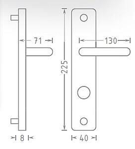 Dverové kovanie ACT Gina HR ECO (NEREZ), kľučka-kľučka, Otvor pre obyčajný kľúč BB, AC-T Nerez, 90 mm