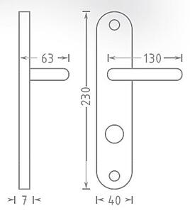 Dverové kovanie ACT Eura OV ECO (NEREZ), kľučka-kľučka, Otvor na cylindrickú vložku PZ, AC-T Nerez, 90 mm