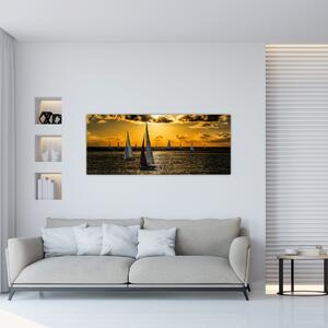 Obraz jachty v západe slnka (120x50 cm)
