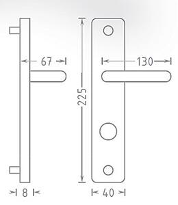 Dverové kovanie ACT Eura HR ECO (NEREZ), kľučka-kľučka, Otvor pre obyčajný kľúč BB, AC-T Nerez, 72 mm