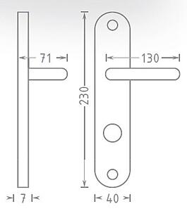 Dverové kovanie ACT Gina OV ECO (NEREZ), kľučka pravá-guľa, Otvor na cylindrickú vložku PZ, AC-T Nerez, 72 mm