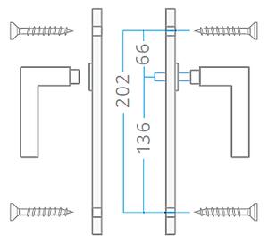 Dverové kovanie ACT Heda OV ECO (NEREZ), kľučka-kľučka, Otvor pre obyčajný kľúč BB, AC-T Nerez, 72 mm