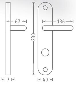 Dverové kovanie ACT Heda OV ECO (NEREZ), kľučka-kľučka, Otvor pre obyčajný kľúč BB, AC-T Nerez, 72 mm