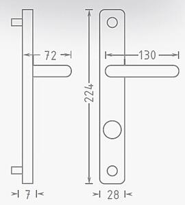 Dverové kovanie ACT Gina UŠ (NEREZ), kľučka-kľučka, Otvor pre obyčajný kľúč BB, AC-T Nerez, 72 mm