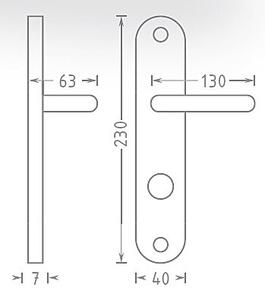 Dverové kovanie ACT Ilsa OV ECO (NEREZ), kľučka-kľučka, Otvor pre obyčajný kľúč BB, AC-T Nerez, 72 mm
