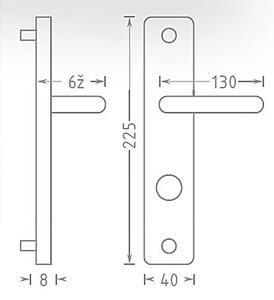 Dverové kovanie ACT Ilsa HR ECO (NEREZ), kľučka-kľučka, Otvor pre obyčajný kľúč BB, AC-T Nerez, 72 mm
