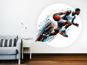 Nalepte.cz Basketbalista 01 textilní prelepiteľná nálepka na stenu arch 20 x 19 cm