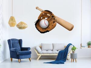 Nalepte.cz Rukavice baseballová loptička a raketa textilní prelepiteľná nálepka na stenu 48 x 32 cm