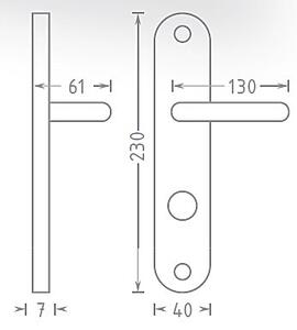 Dverové kovanie ACT Lida OV ECO (NEREZ), kľučka ľavá / guľa, Otvor na cylindrickú vložku PZ, AC-T Nerez, 72 mm
