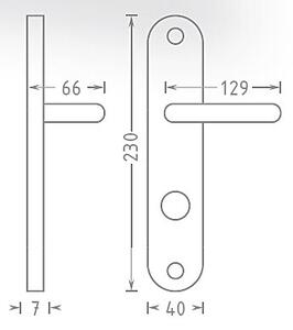 Dverové kovanie ACT Luka OV ECO (NEREZ), kľučka-kľučka, Otvor pre obyčajný kľúč BB, AC-T Nerez, 72 mm