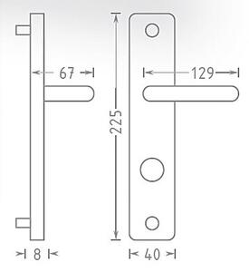 Dverové kovanie ACT Luka HR ECO (NEREZ), kľučka-kľučka, Otvor pre obyčajný kľúč BB, AC-T Nerez, 72 mm