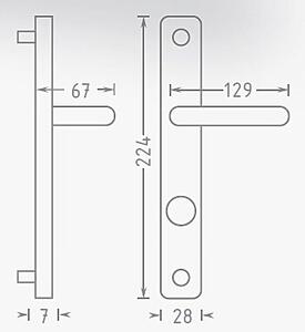 Dverové kovanie ACT Luka UŠ (NEREZ), kľučka-kľučka, Otvor na cylindrickú vložku PZ, AC-T Nerez, 90 mm